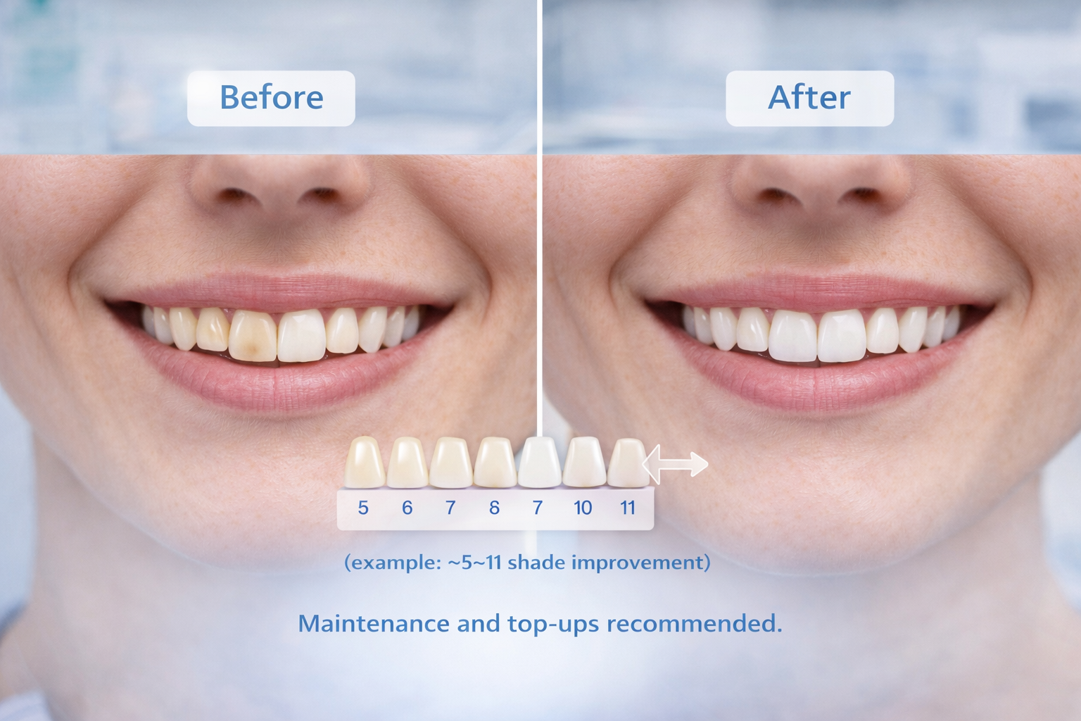 Before and After Laser Teeth Whitening Results